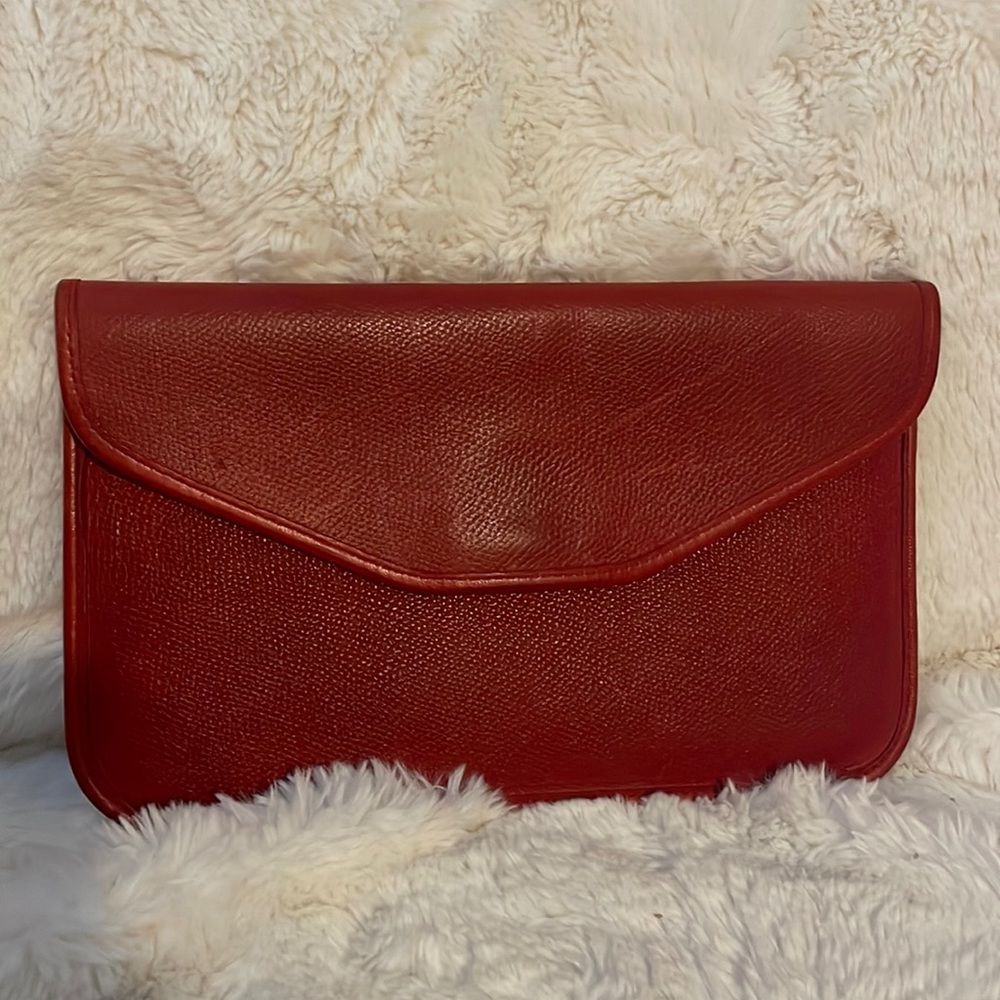Vintage EUC Red Leather Michael Green Clutch